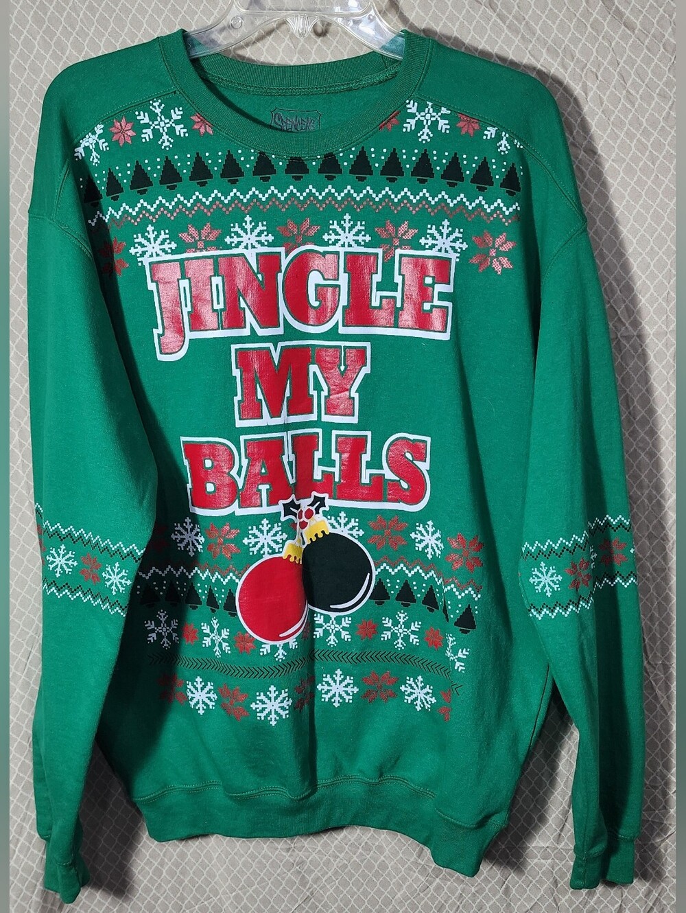 Spencer's 'Jingle My Balls' Christmas Sweatshirt Men's Medium Used Great Shape